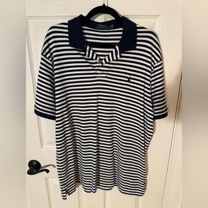 Ralph Lauren Men's Blue and White Striped Polo Shirt~Size XL